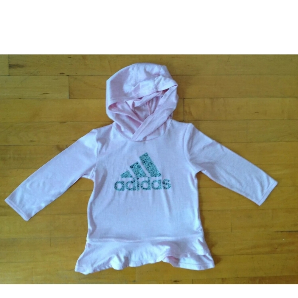 ADIDAS Girls 18 Month Pink Long Sleeve Hooded Shirt